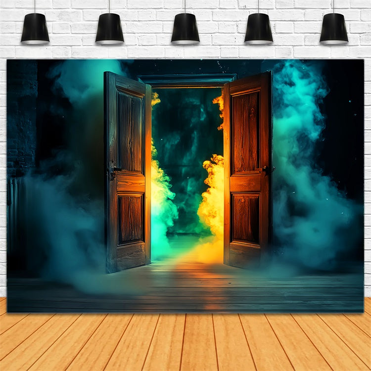 Garage Door Halloween Backdrop Spooky Door Glow Backdrop LXX58-34