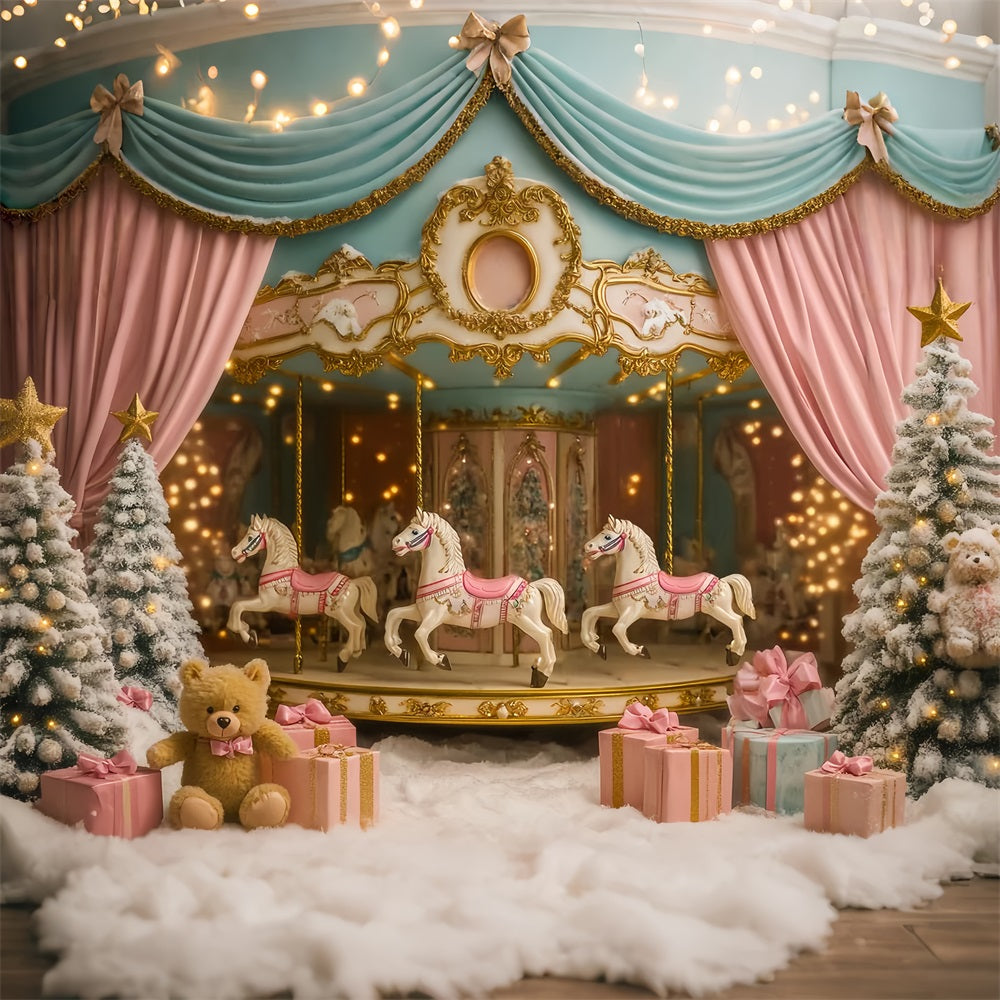 Newborn Backdrop Carousel Horses Winter Wonderland Newborn Photography Backdrops LXX58-343