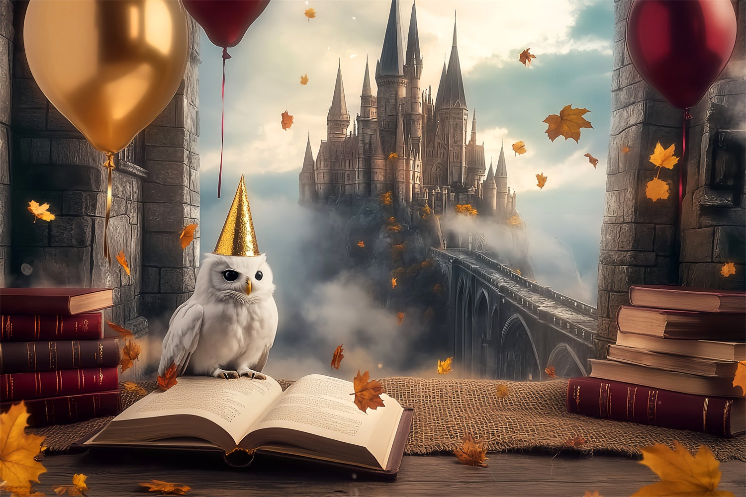 Castle Backdrop Autumn Owl Magic Castle Kids Backdrop LXX58-369