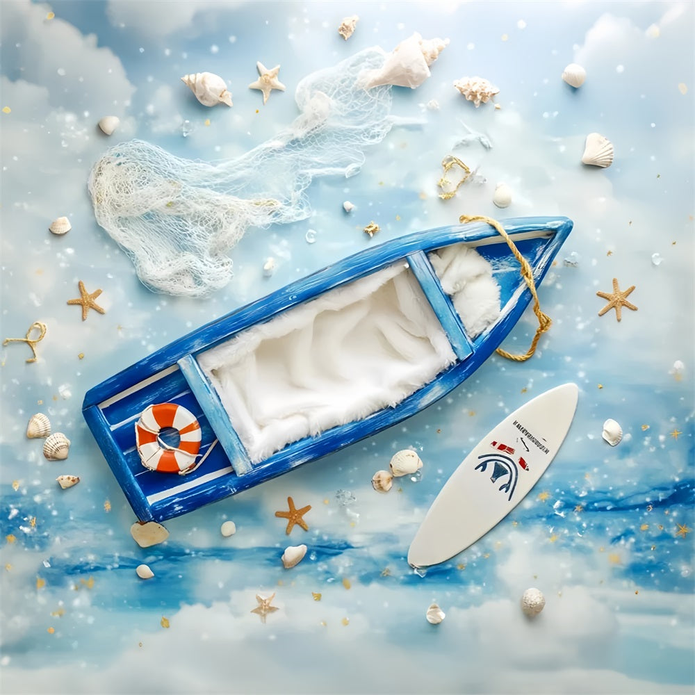 Newborn Backdrop Blue Boat Nautical Elements Newborn Photography Backdrops LXX58-377