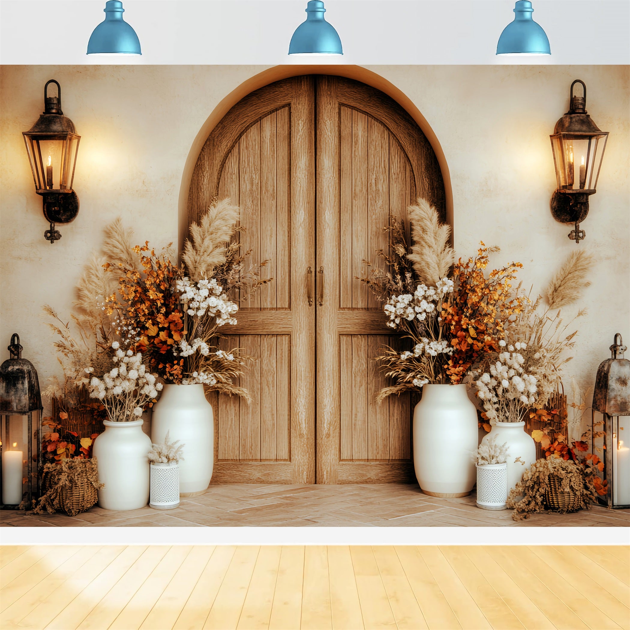 Newborn Backdrop Rustic Wooden Door Florals Newborn Photography Backdrop LXX58-378