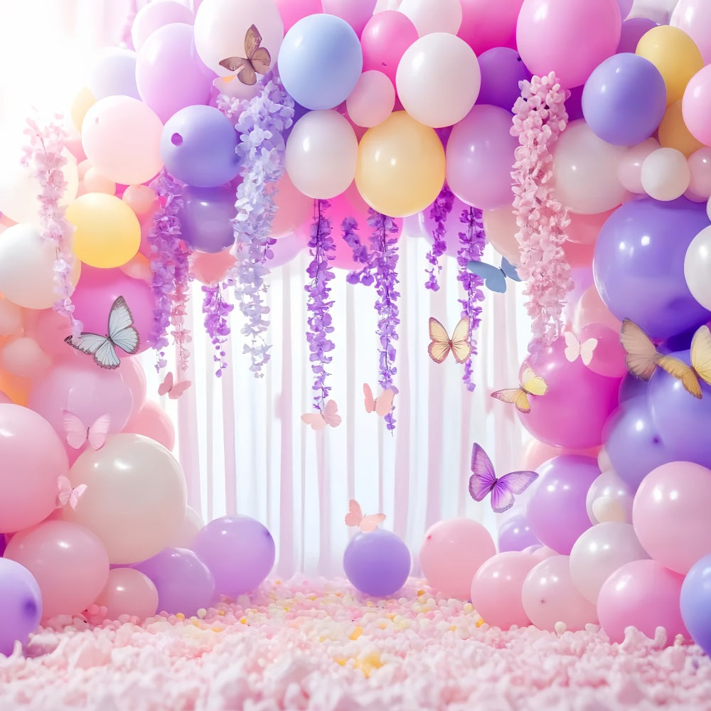 Butterfly Backdrop Butterfly Balloon Pastel Garland Newborn Photoshoot Backdrop LXX58-380