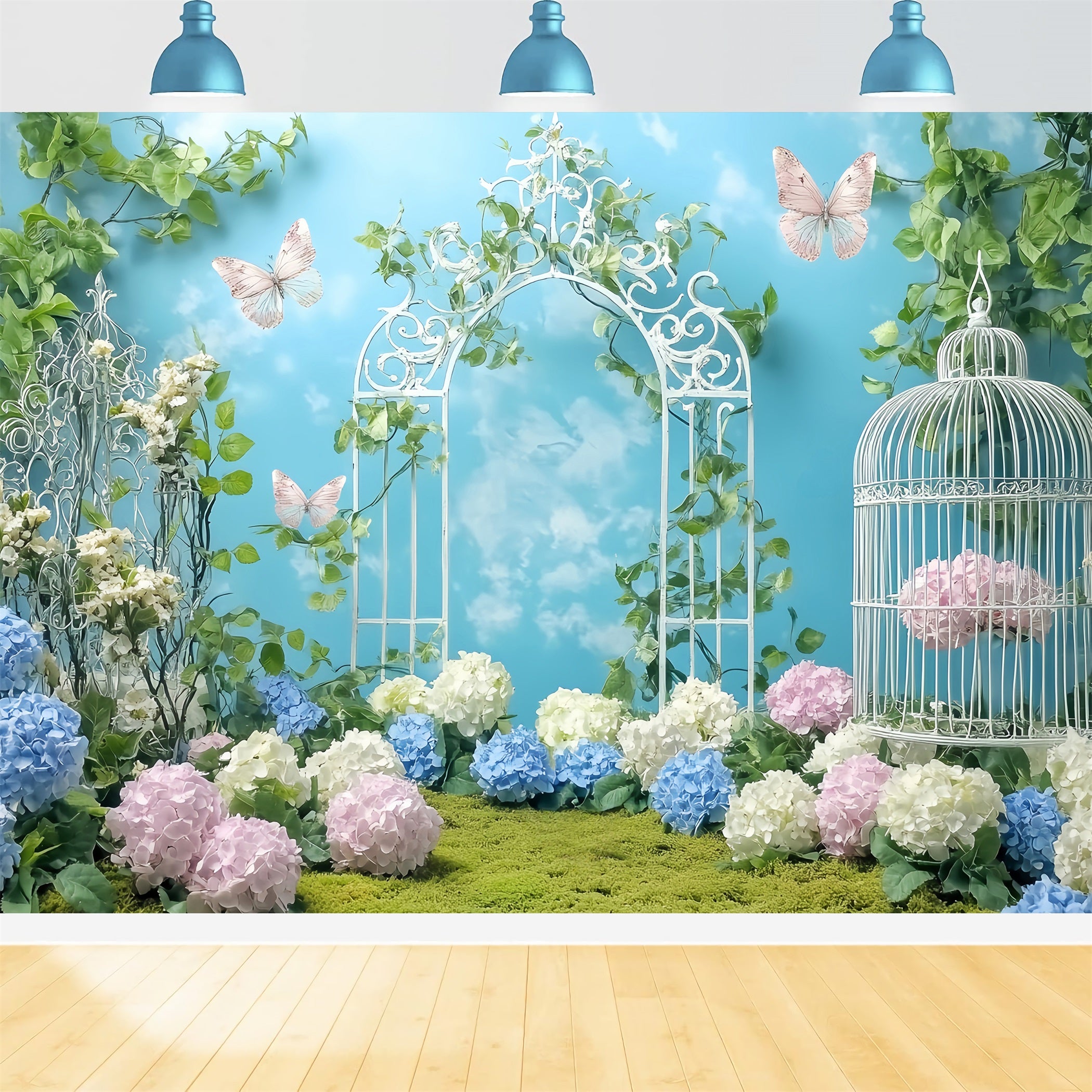 Butterfly Backdrop Garden Gate Butterfly Flowers Newborn Backdrop LXX58-381