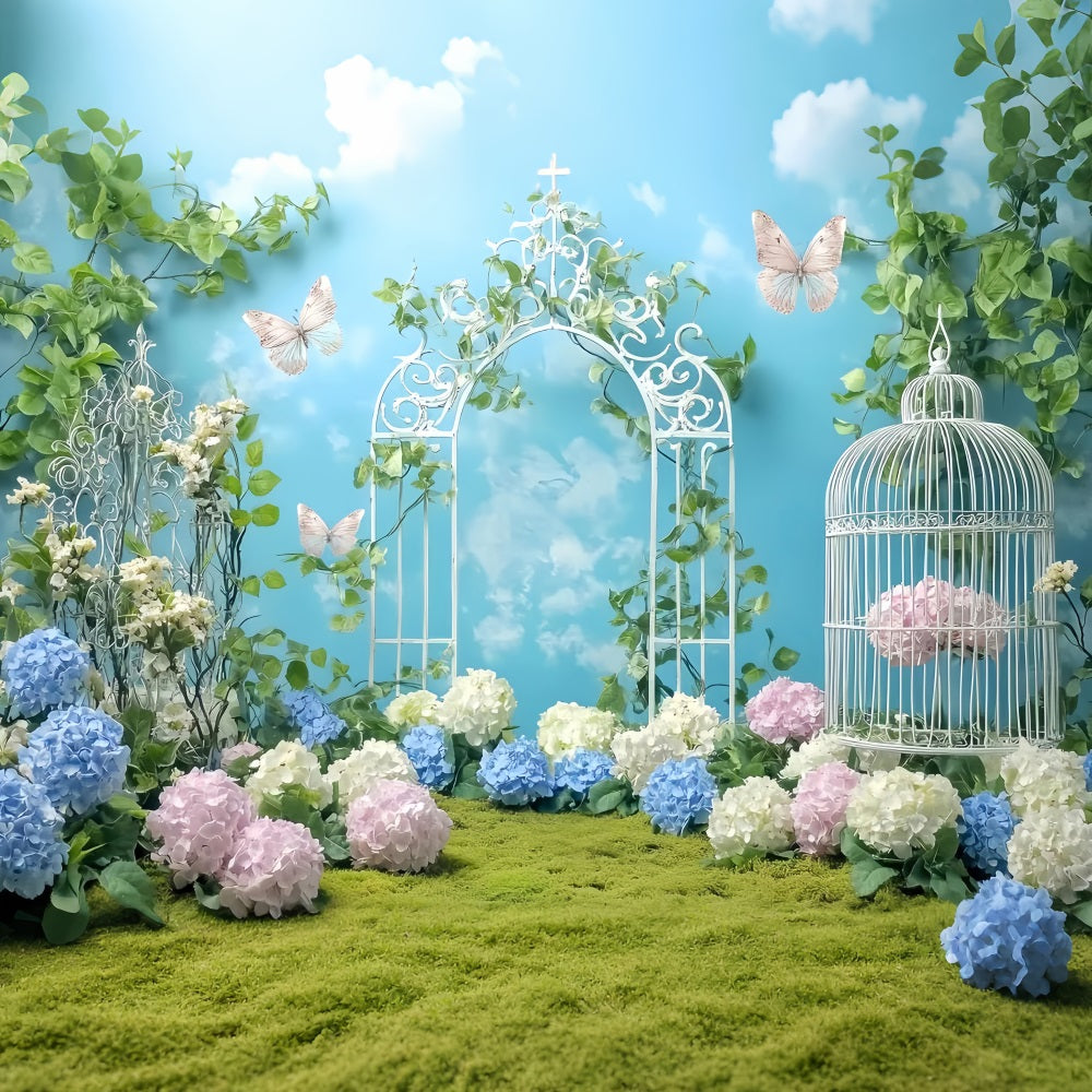 Butterfly Backdrop Garden Gate Butterfly Flowers Newborn Backdrop LXX58-381