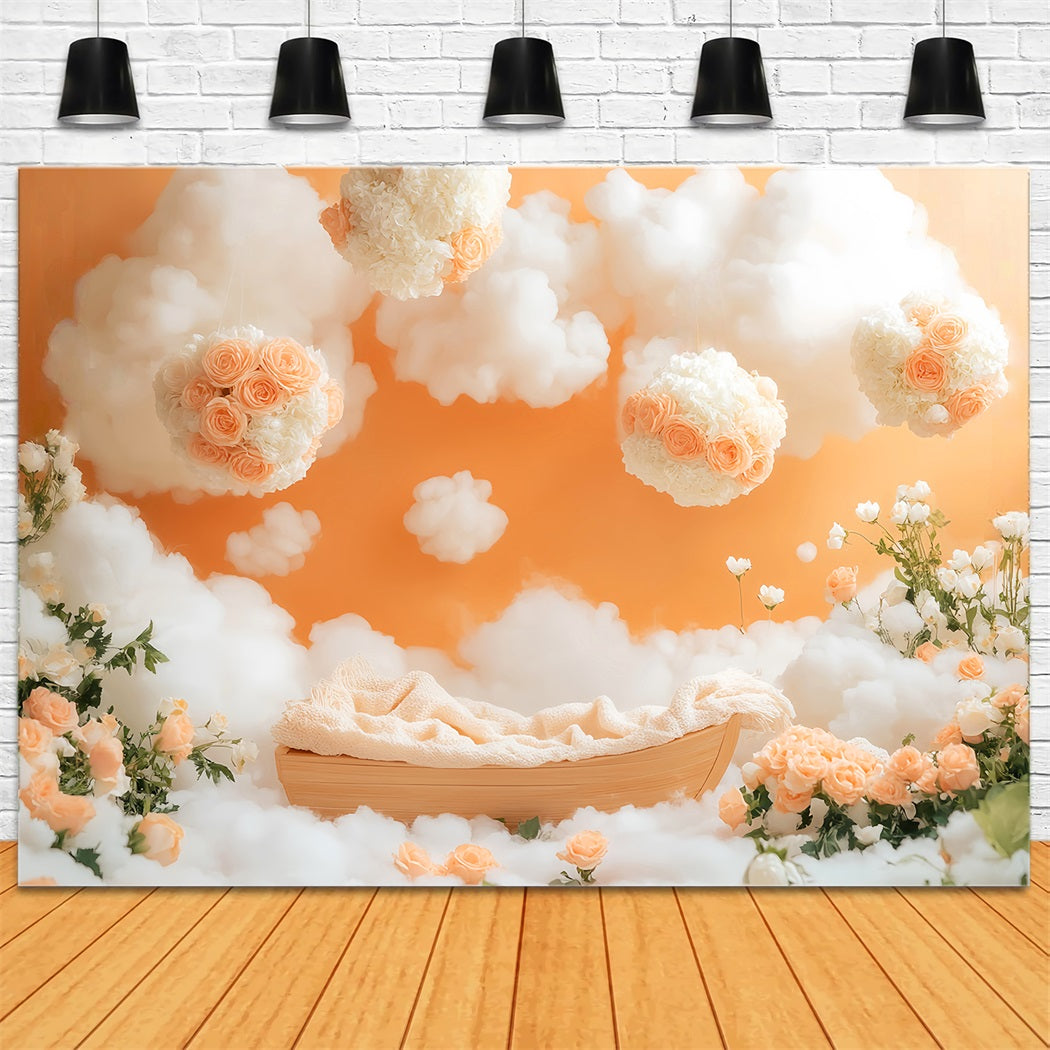 Newborn Backdrop Peach Rose Cloudy Dreamland Newborn Photoshoot Backdrop LXX58-385