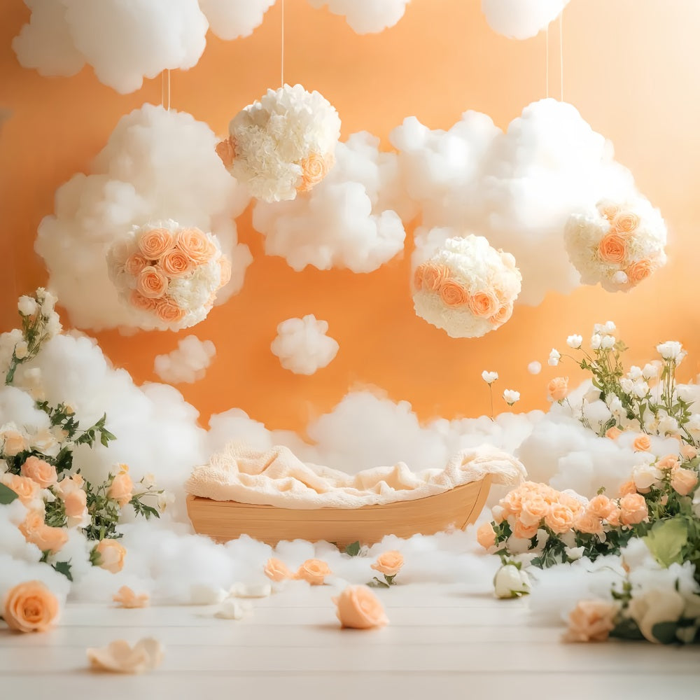 Newborn Backdrop Peach Rose Cloudy Dreamland Newborn Photoshoot Backdrop LXX58-385