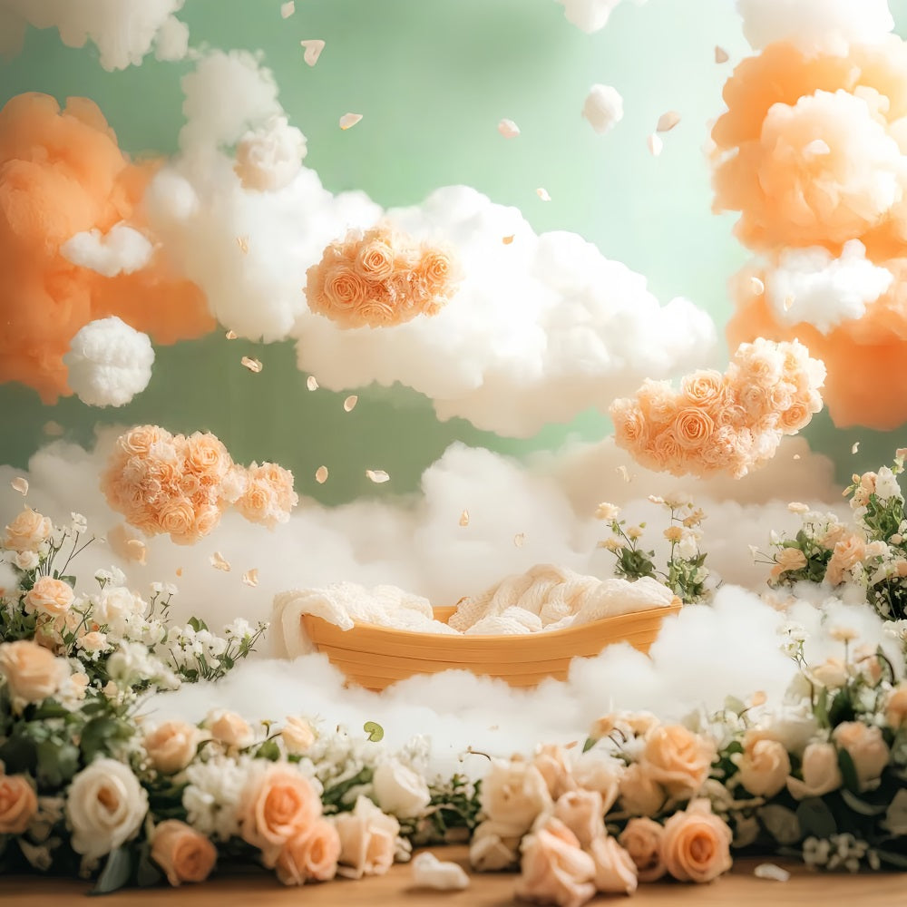 Newborn Backdrop Floating Floral Cloudy Fantasy Kids Backdrop LXX58-386