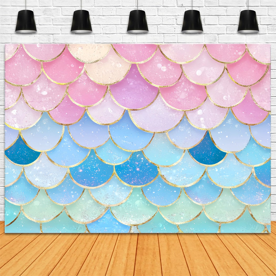 Newborn Backdrop Pastel Mermaid Glitter Scales Kids Photo Backdrop LXX58-387