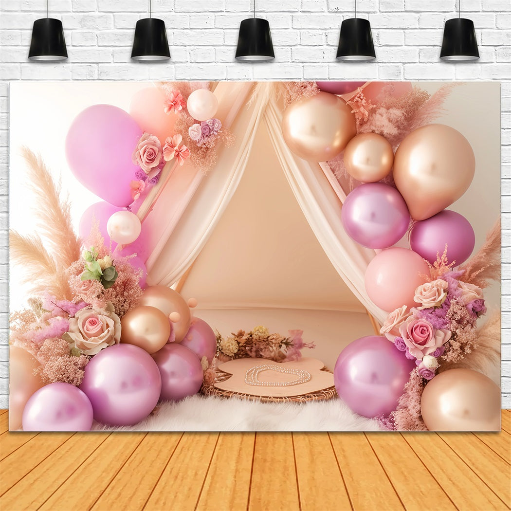 Newborn Backdrop Blush Balloon Floral Tent Kids Backdrops LXX58-388