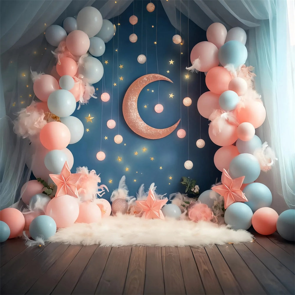 Moon And Stars Backdrop Moon Star Balloon Dreamland Newborn Photo Backdrop LXX58-389