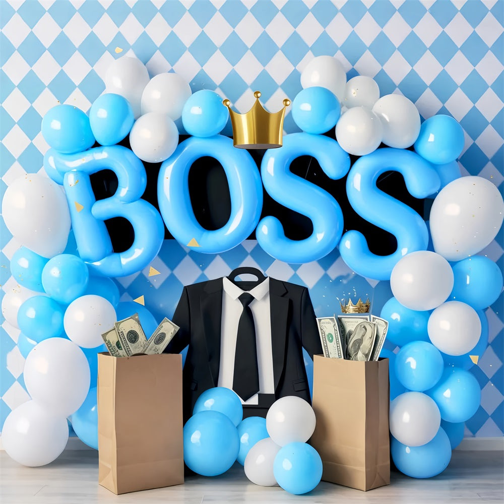 Newborn Backdrop Blue Boss Crown Celebration Kids Photo Backdrop LXX58-392
