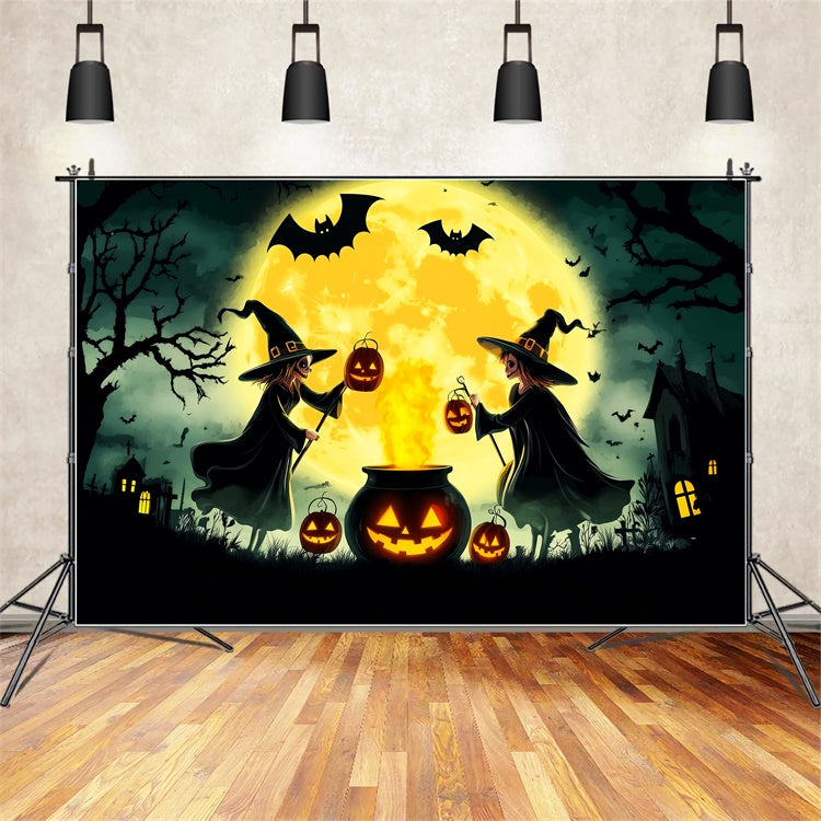 Garage Door Halloween Backdrop Moonlit Witches Backdrop LXX58-4