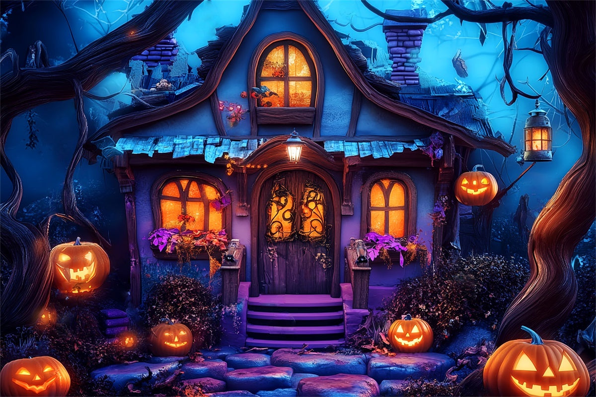 Halloween Backdrops Enchanted Witch Cottage Backdrop LXX58-46