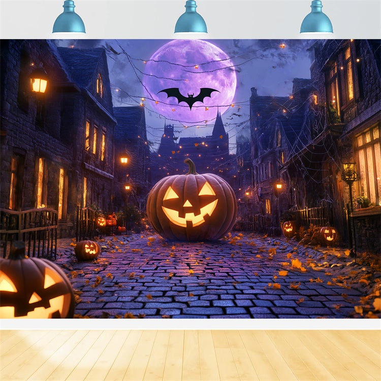 Halloween Photo Backdrop Giant Pumpkin Lane Backdrop LXX58-48