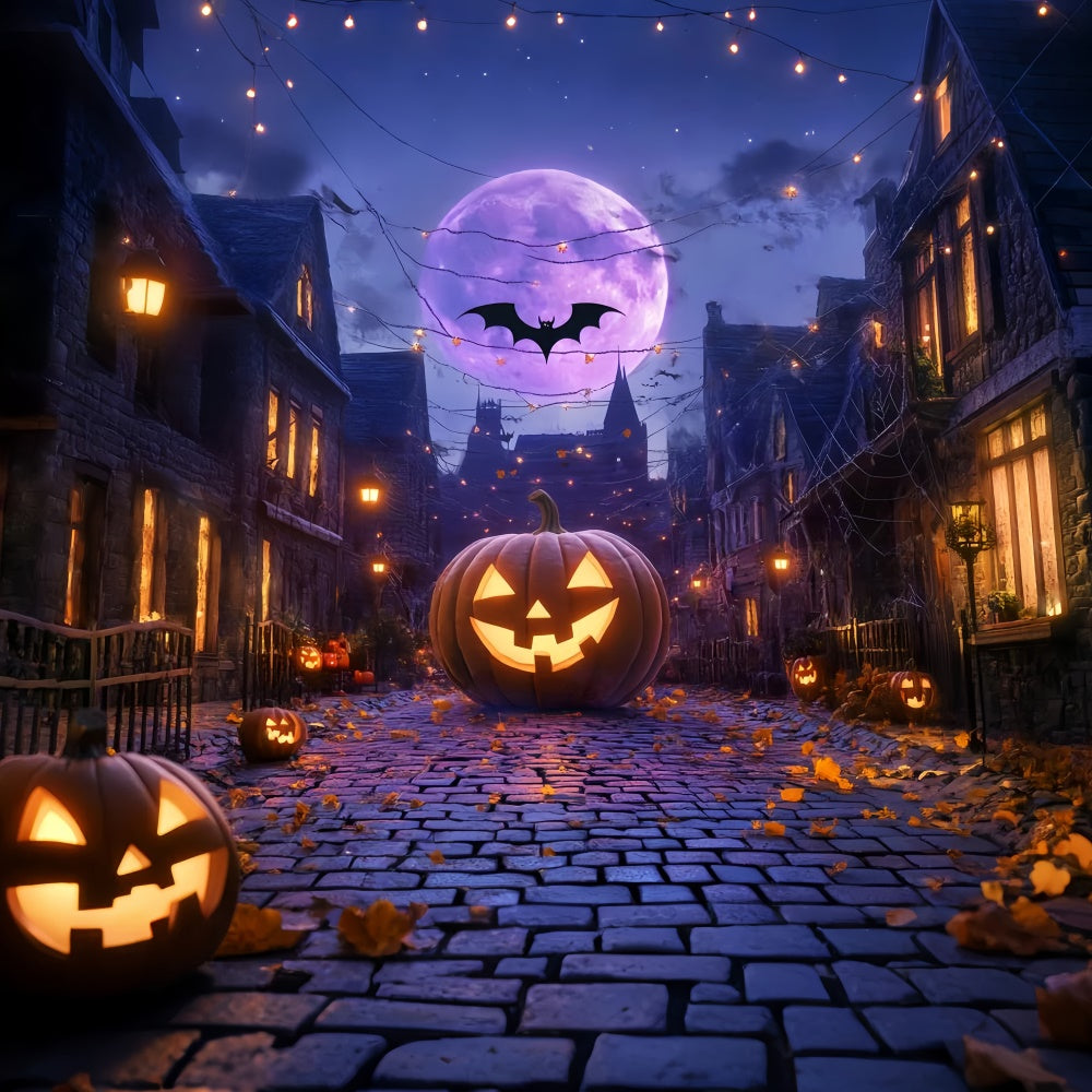 Halloween Photo Backdrop Giant Pumpkin Lane Backdrop LXX58-48