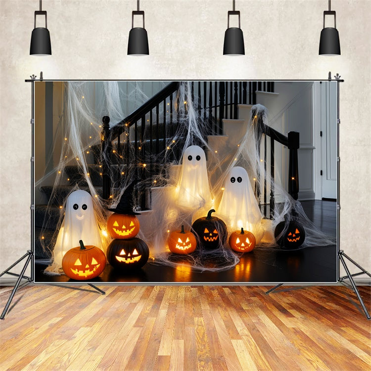 Scary Halloween Backdrops Glowing Ghost Stairway Backdrop LXX58-5