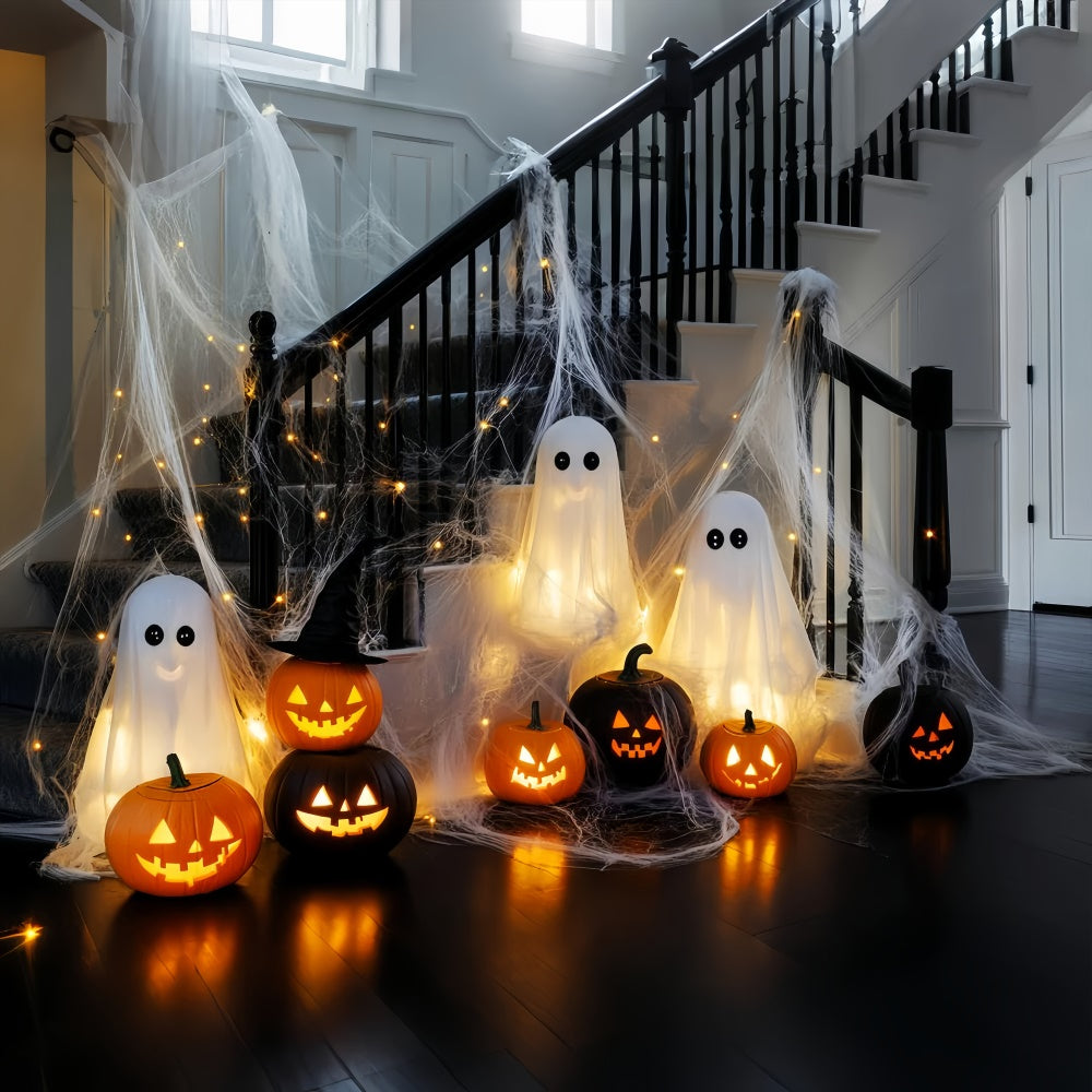 Scary Halloween Backdrops Glowing Ghost Stairway Backdrop LXX58-5