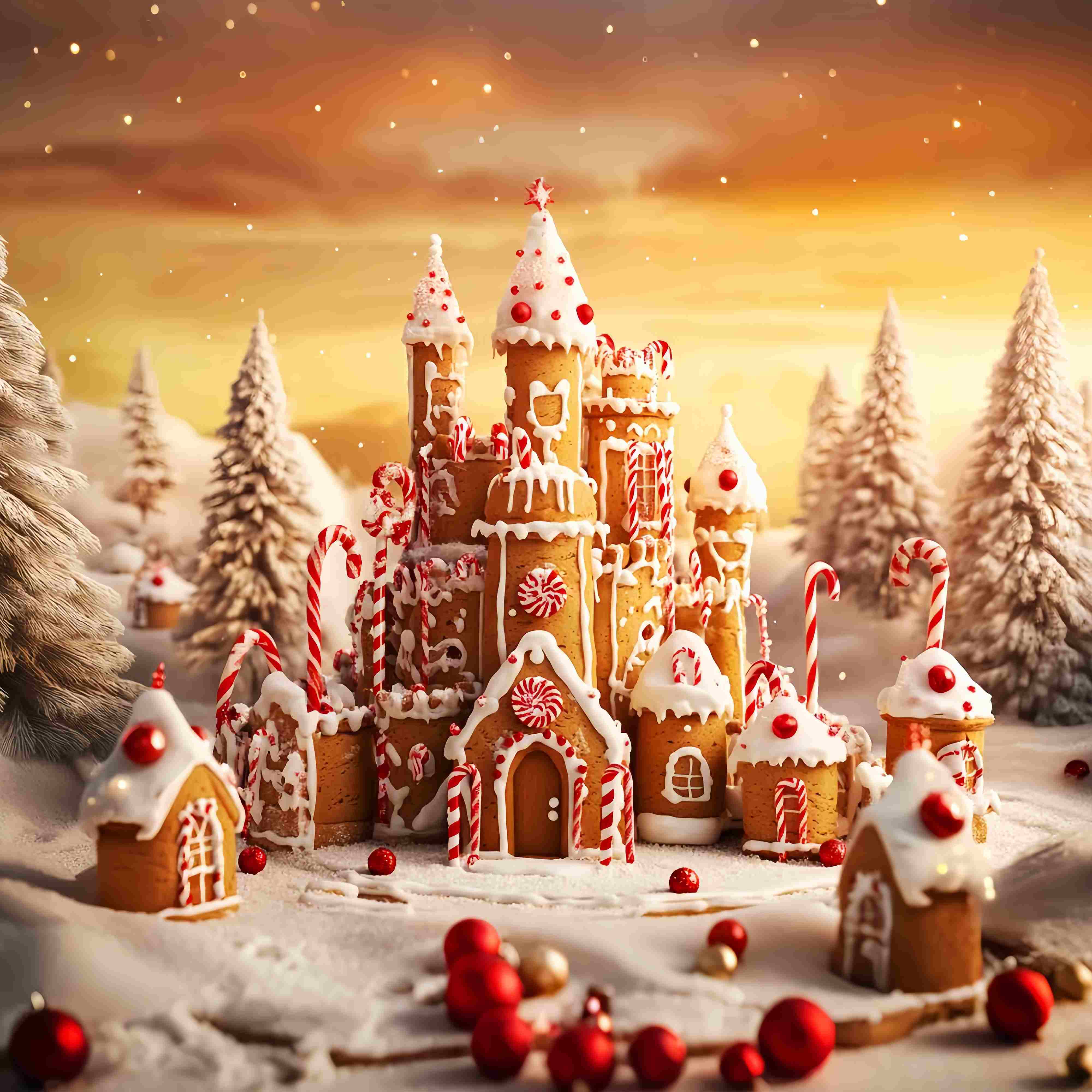 Candyland Christmas Backdrop Gingerbread Castle Wonderland Christmas Backdrops Sale LXX58-94