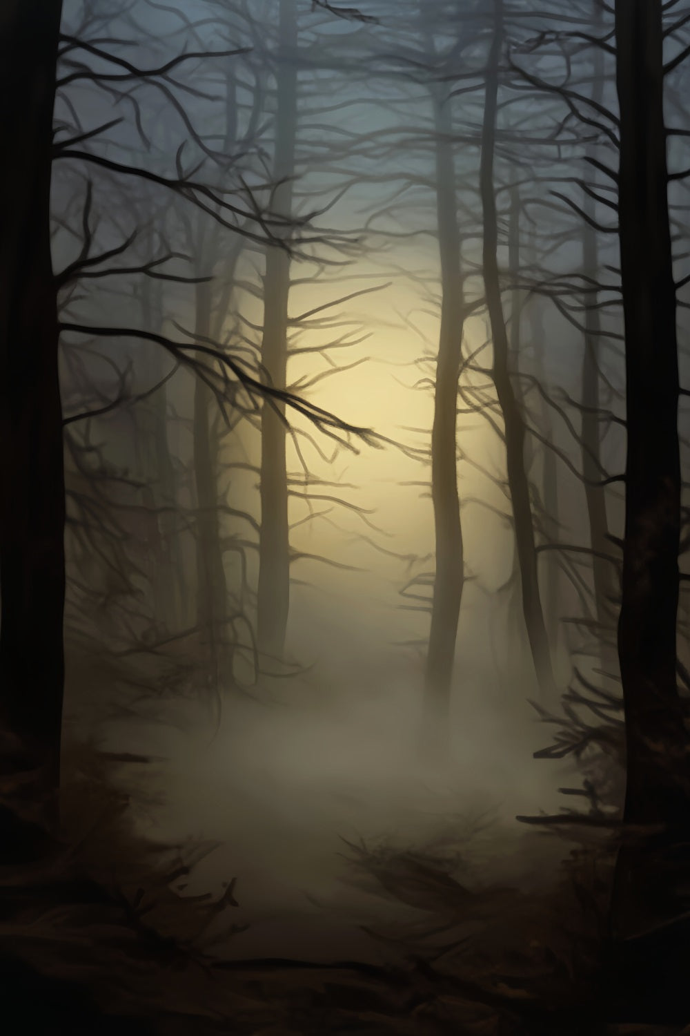 Haunted Forest Backdrop Misty Glow Haunted Forest Halloween Backdrops LXX59-117