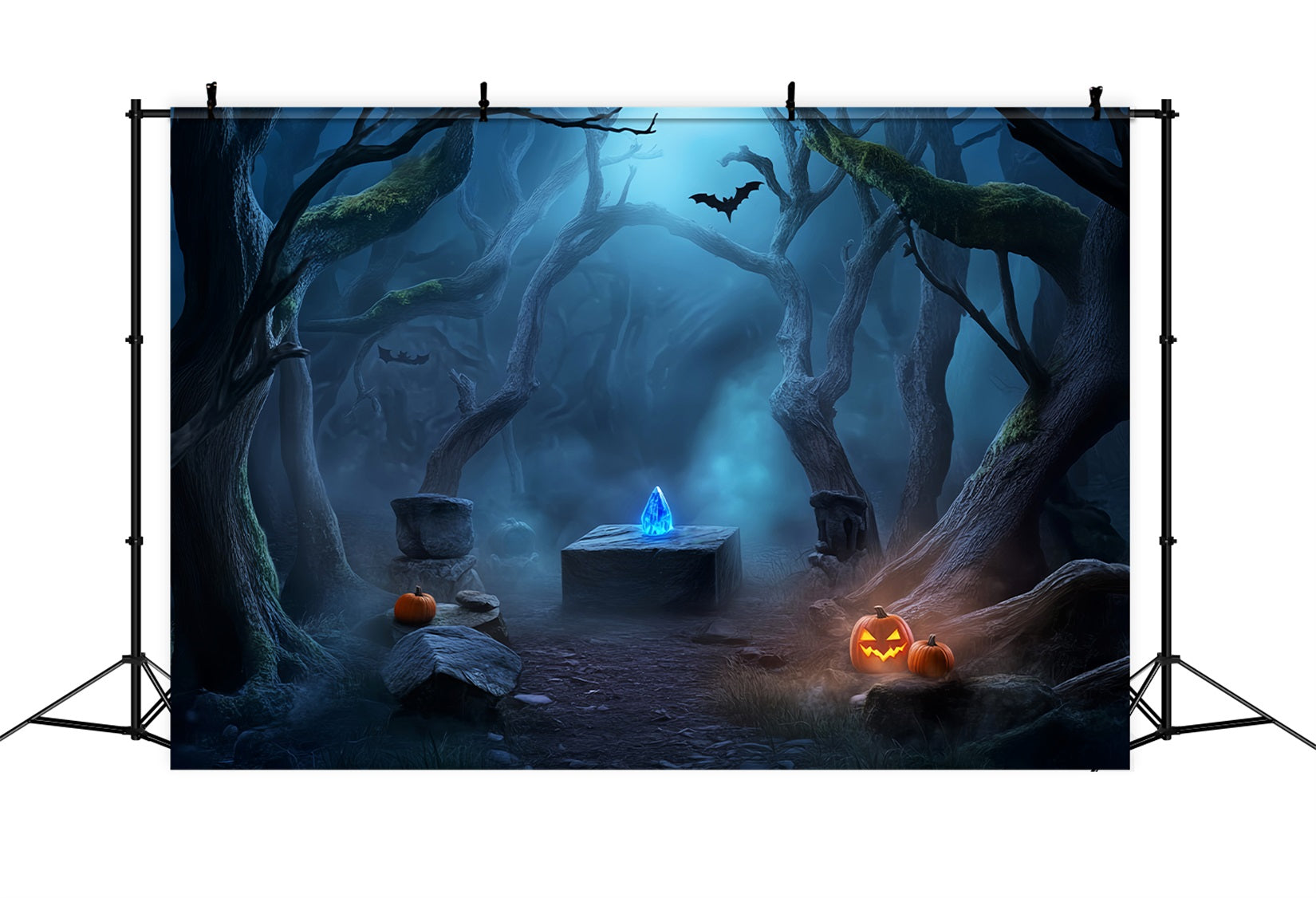Haunted Forest Backdrop Crystal Altar Haunted Woods Scary Halloween Backdrop LXX59-119