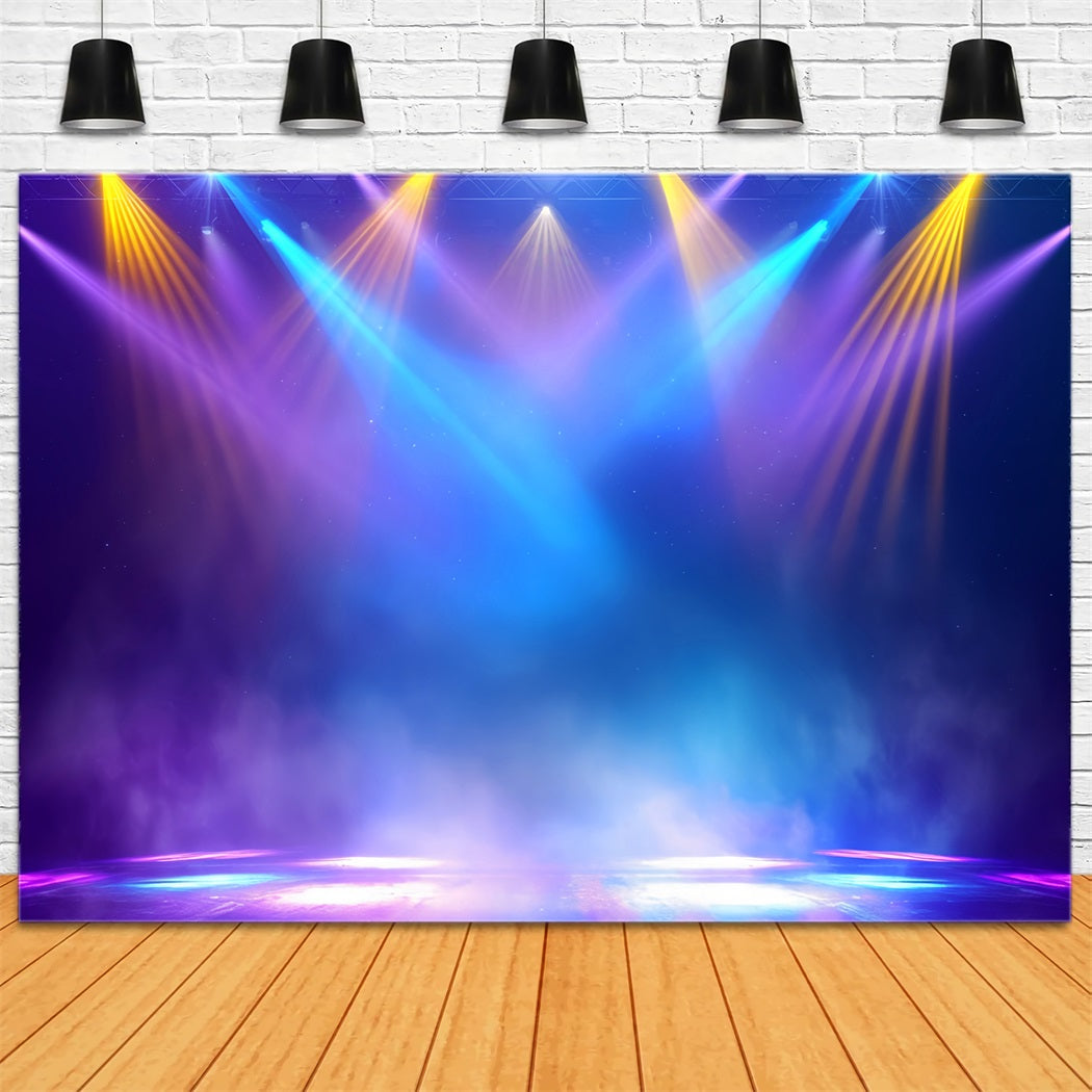 Spotlight Backdrop Colorful Stage Neon Lights Photography Dance Backdrop LXX59-12