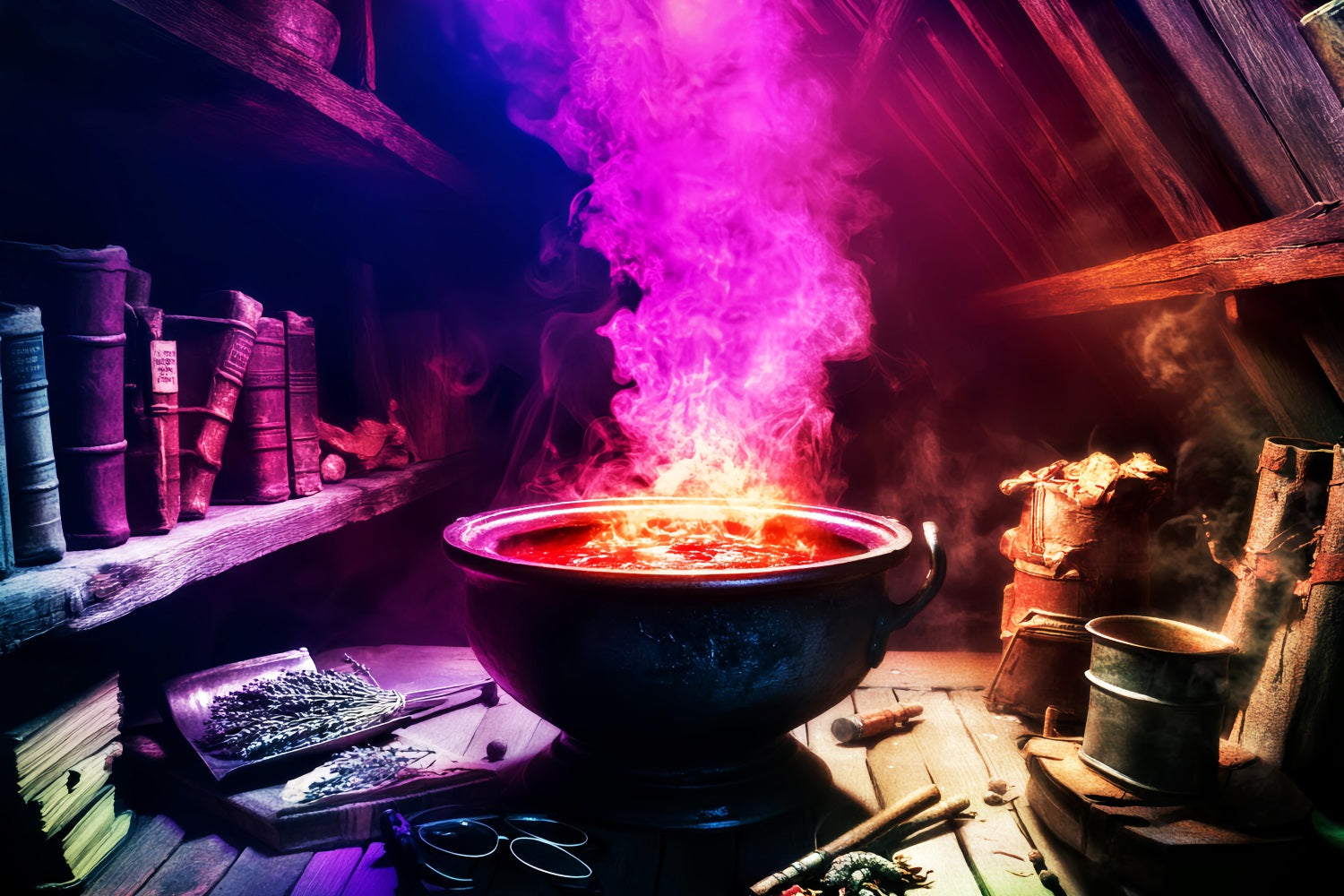 Halloween Color Backdrop Witch Potion Cauldron Mystic Room Halloween Backdrop Ideas LXX59-143