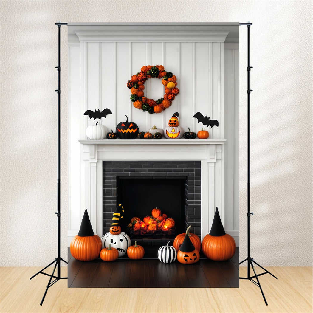 Halloween Color Backdrop Pumpkin Fireplace Festive Decor Halloween Backdrops LXX59-147
