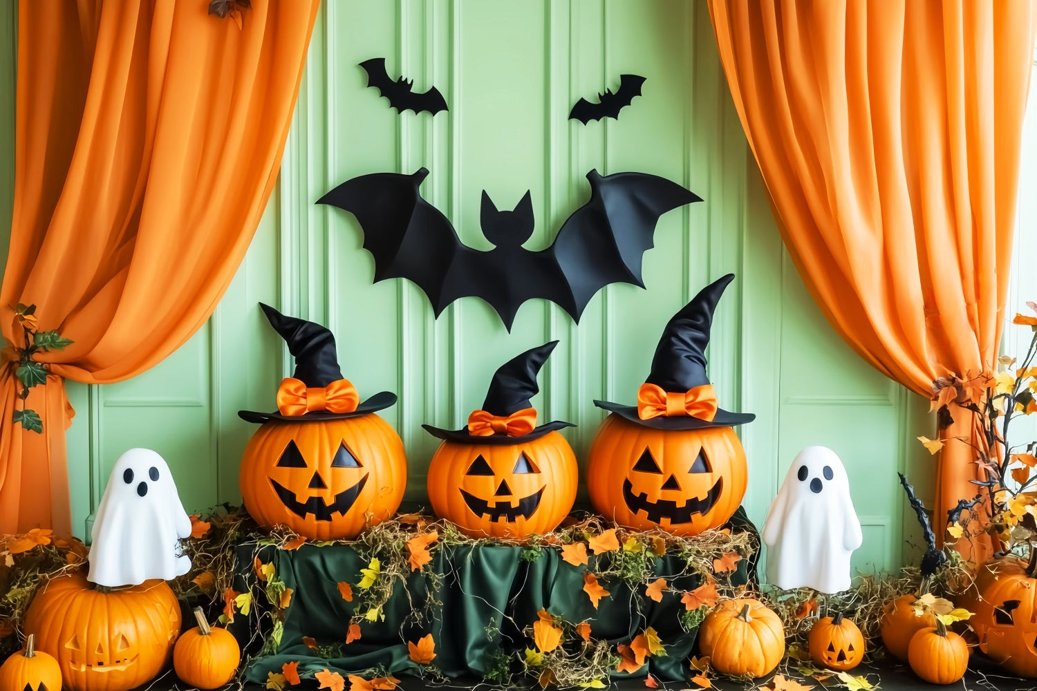 Halloween Graveyard Backdrop Pumpkin Ghost Witch Bats Halloween Backdrop Ideas LXX59-158
