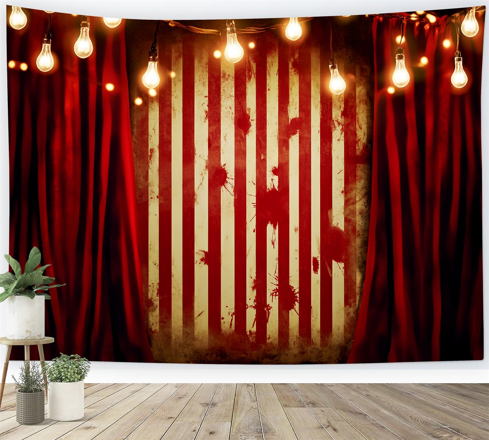Graveyard Backdrop Blood Stained Circus Curtain Halloween Wall Backdrop LXX59-160