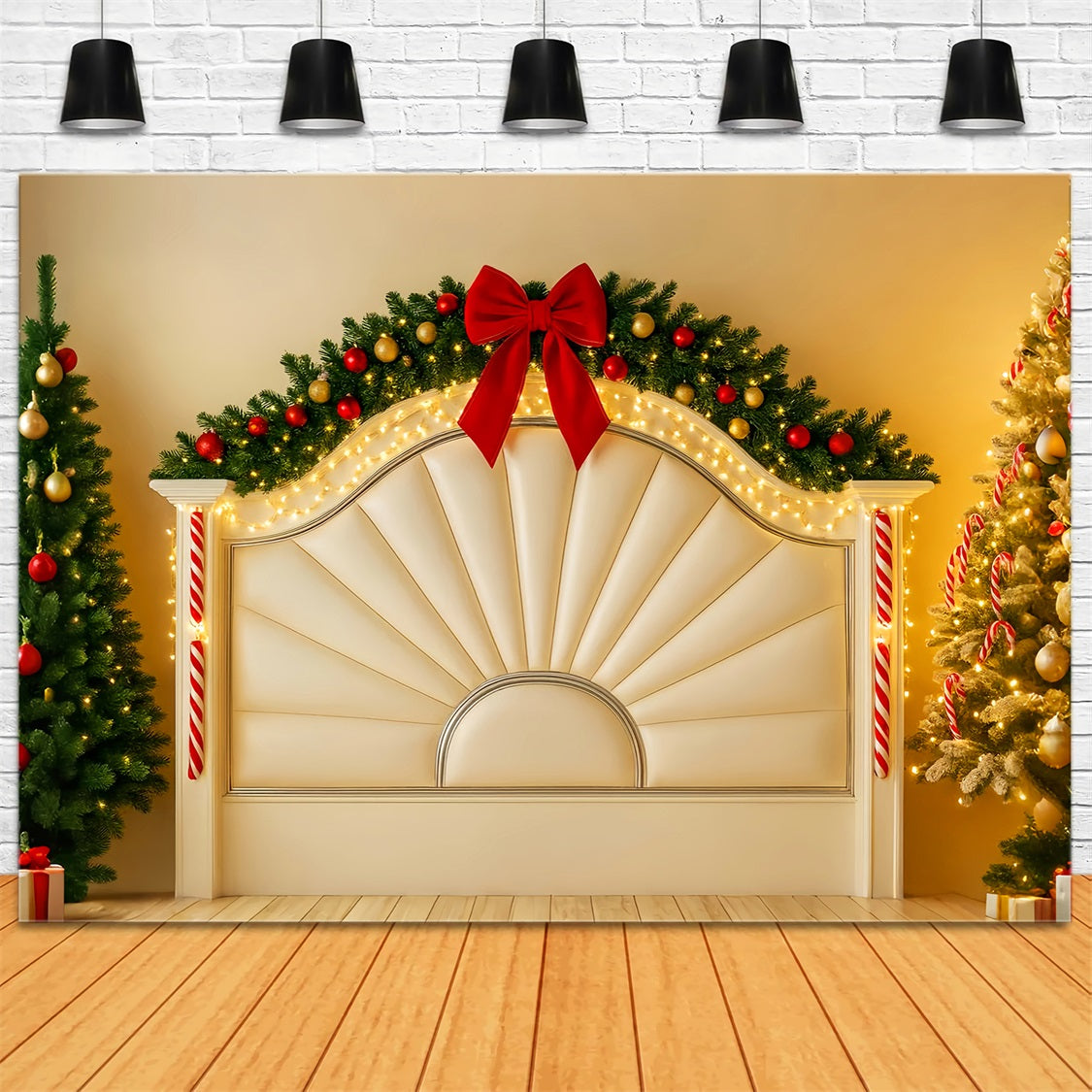Headboard Backdrop Festive Garland Candy Cane Glow Christmas Backdrops LXX59-182