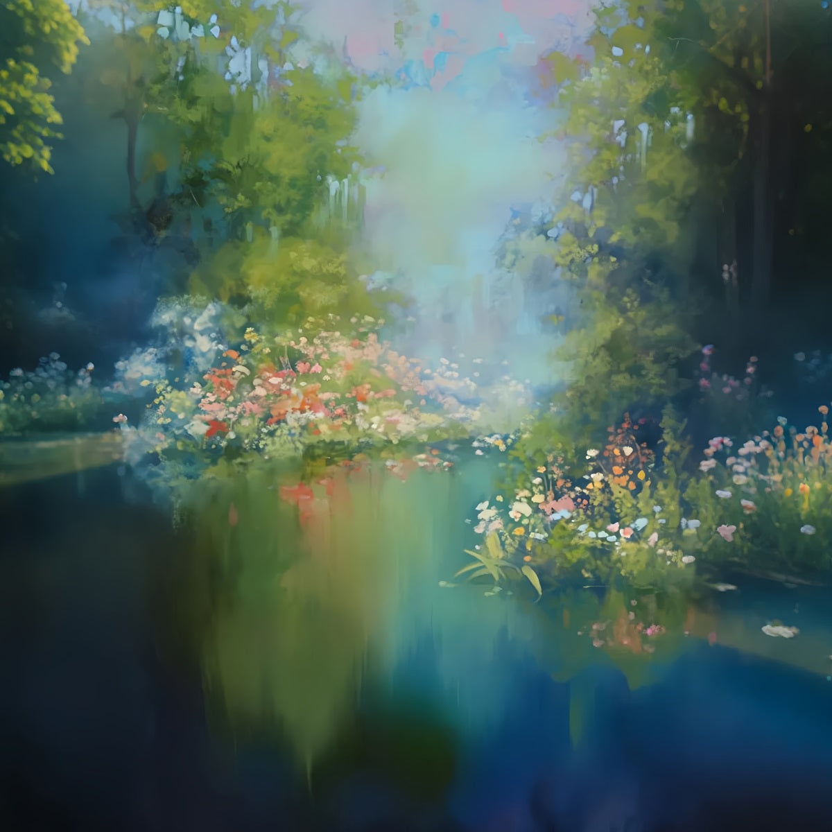 Abstract Painting Flower Backdrop Impressionist Garden Bloom Colors Dance Backdrop LXX59-20