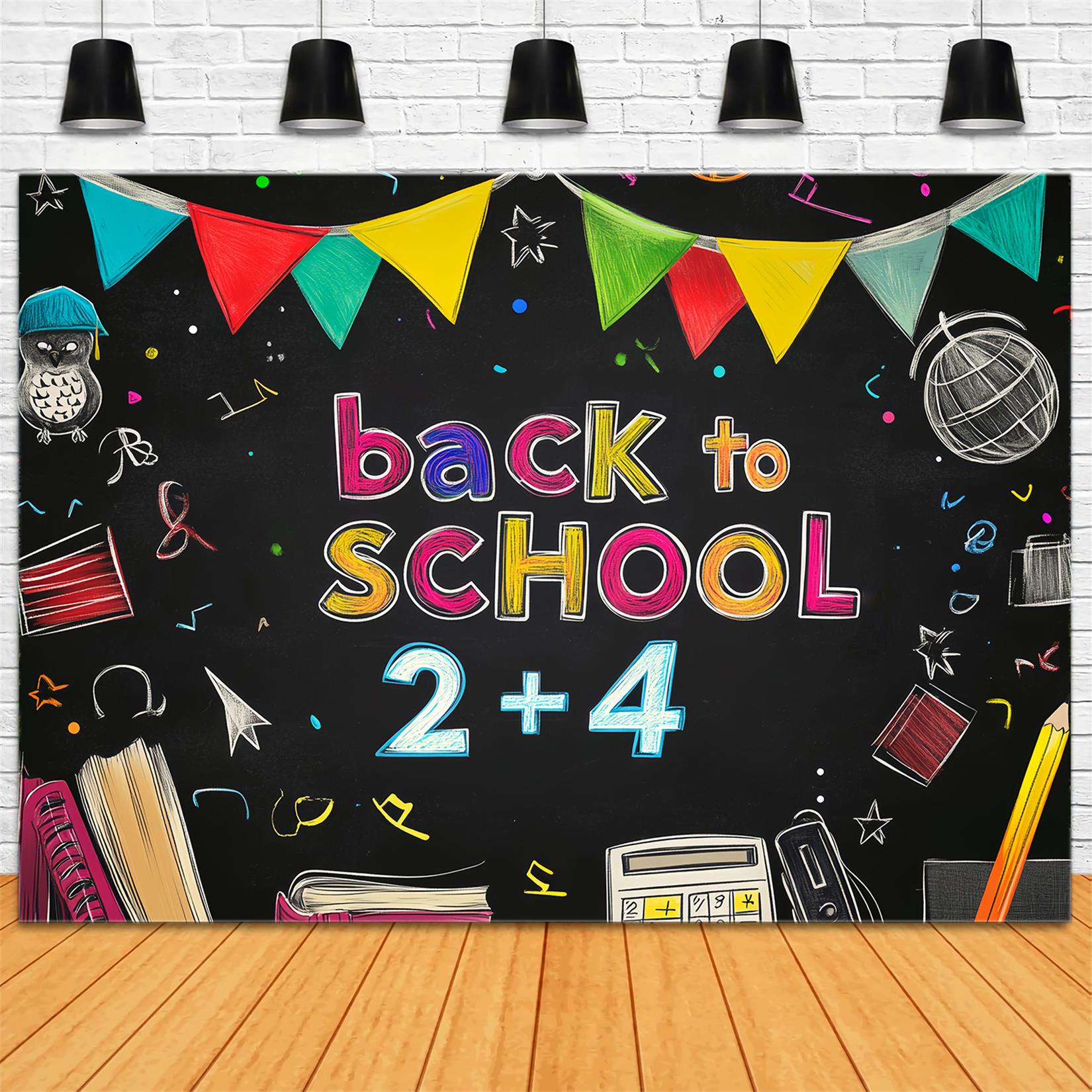 Back To School Backdrop Chalkboard Banner Letters School Picture Backdrop LXX59-206