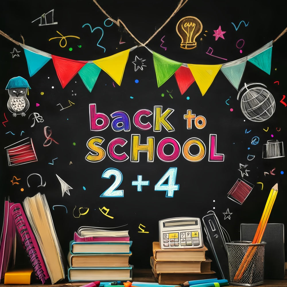 Back To School Backdrop Chalkboard Banner Letters School Picture Backdrop LXX59-206