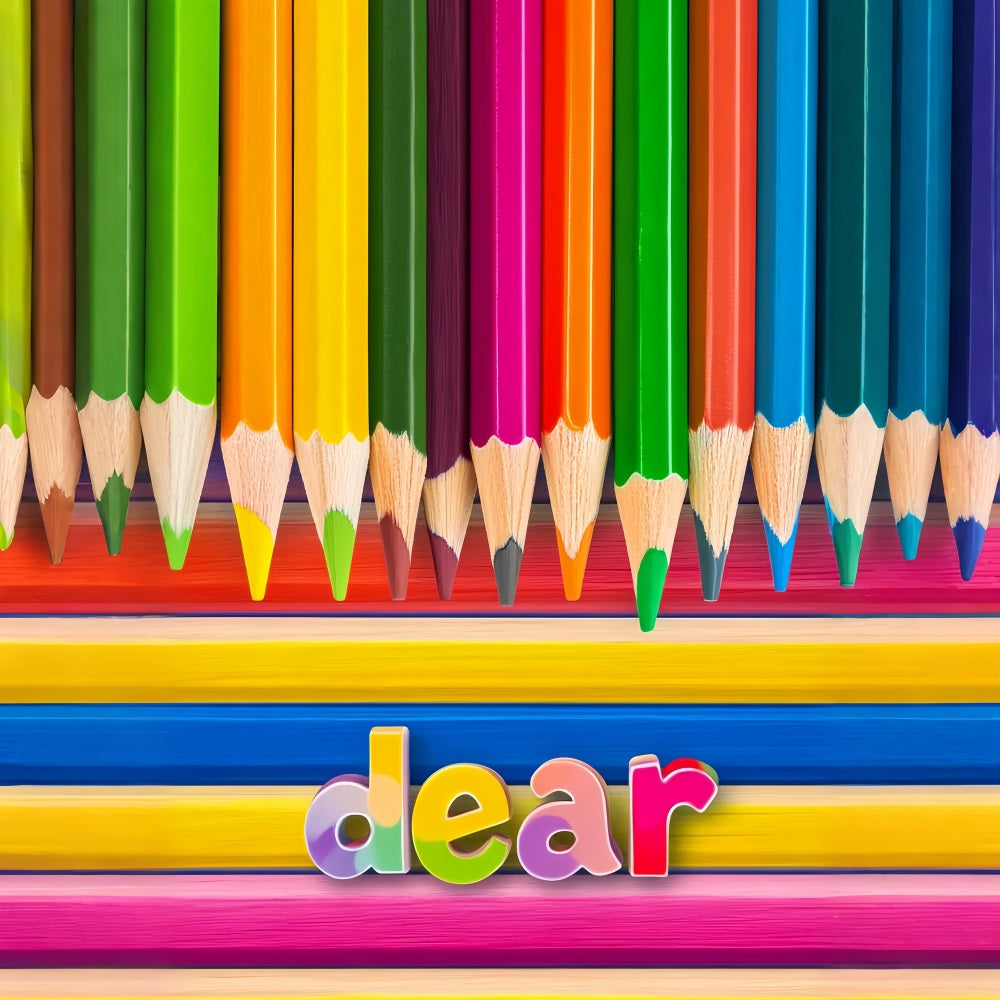 School Backdrop Rainbow Colored Pencil Rows Back To School Photo Backdrop LXX59-216