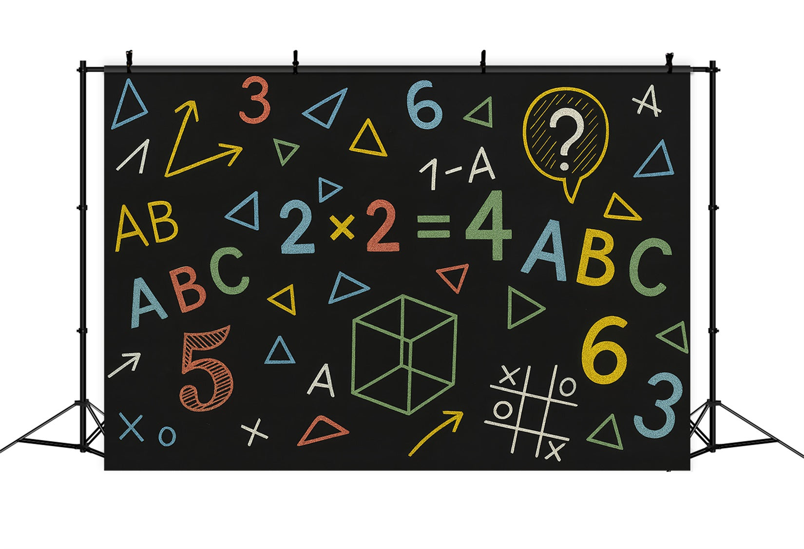 School Backdrop Geometric Chalkboard Color Shapes Back To School Backdrop LXX59-219