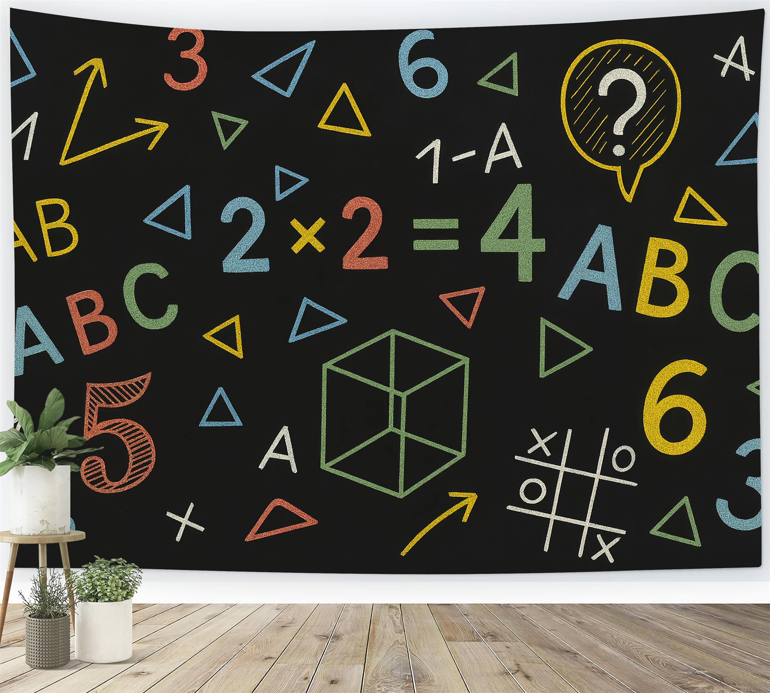 School Backdrop Geometric Chalkboard Color Shapes Back To School Backdrop LXX59-219