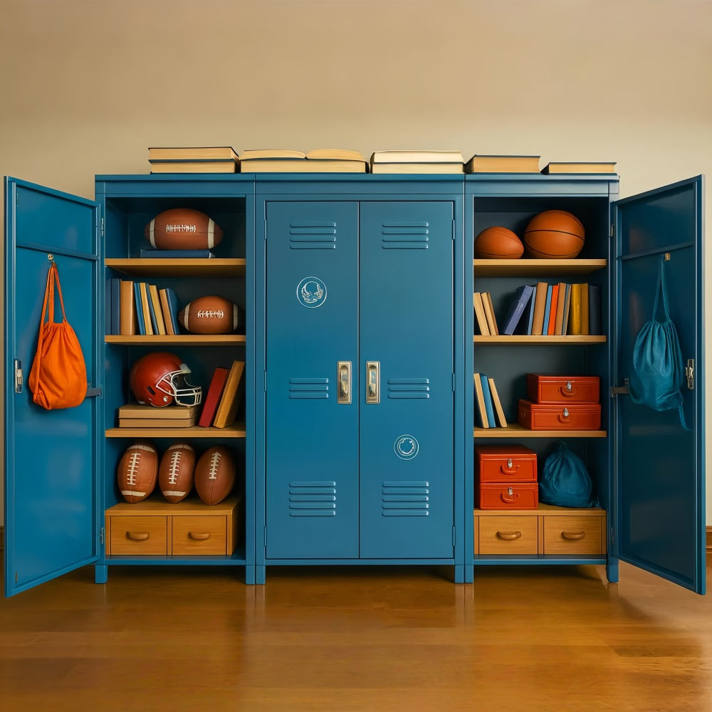 Back To School Backdrops Sports Locker Bookshelf Display School Locker Backdrop LXX59-230