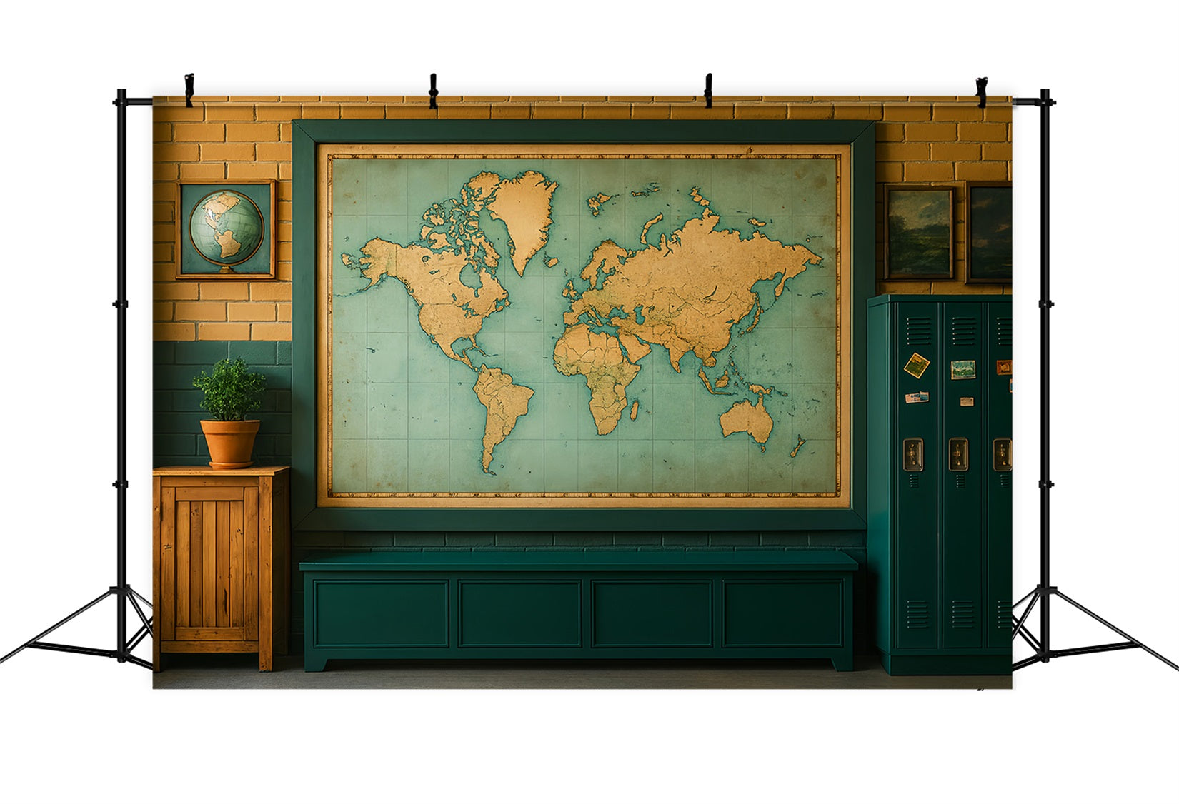 Back To School Backdrops World Map Classroom Wall School Classroom Backdrop LXX59-232