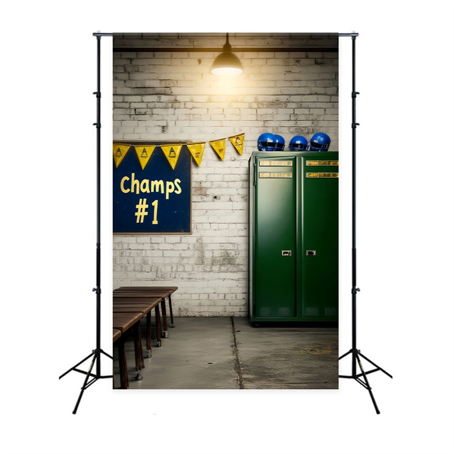 School Hallway Backdrop Locker Room Champs Banner Back To School Backdrop LXX59-233