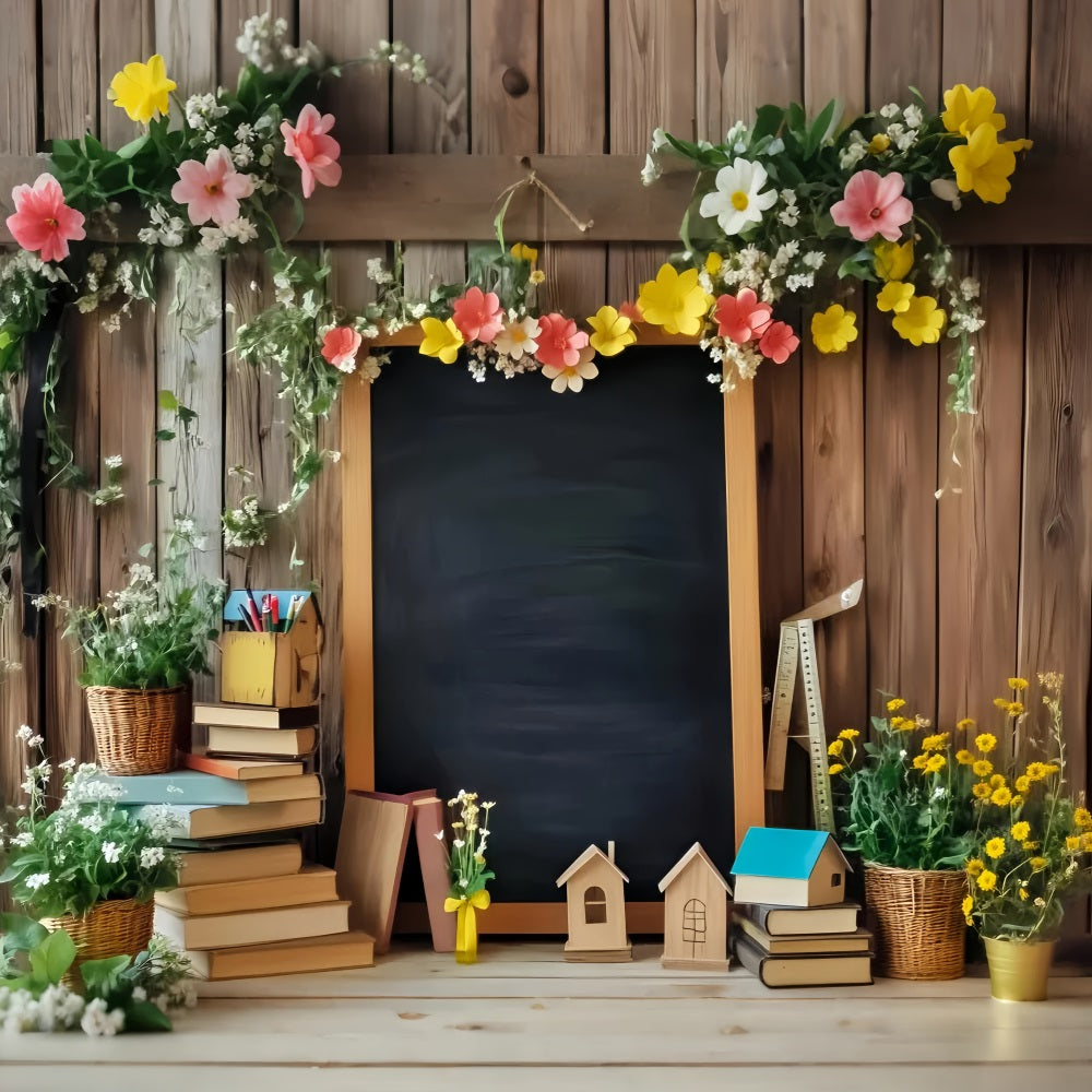 Back To School Backdrop Floral Blackboard Books Display Back To School Photo Backdrops LXX59-248