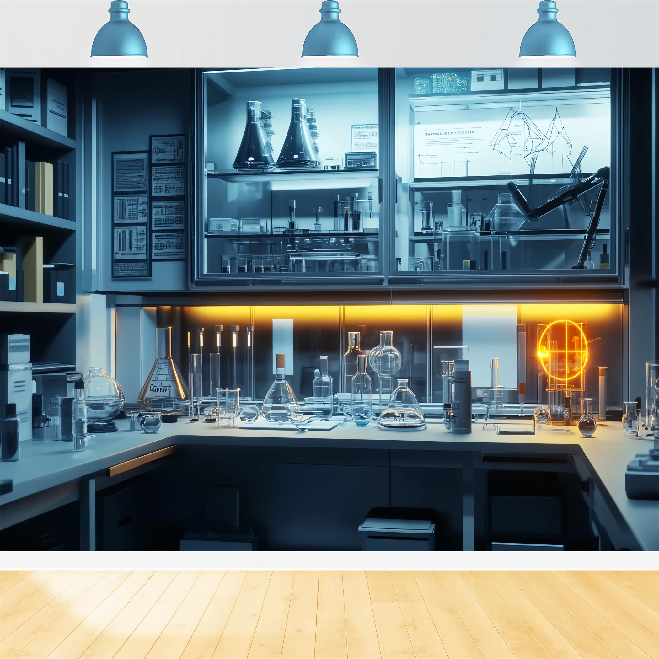 Chemistry Backdrop Futuristic Neon Science Lab Back To School Backdrop LXX59-252