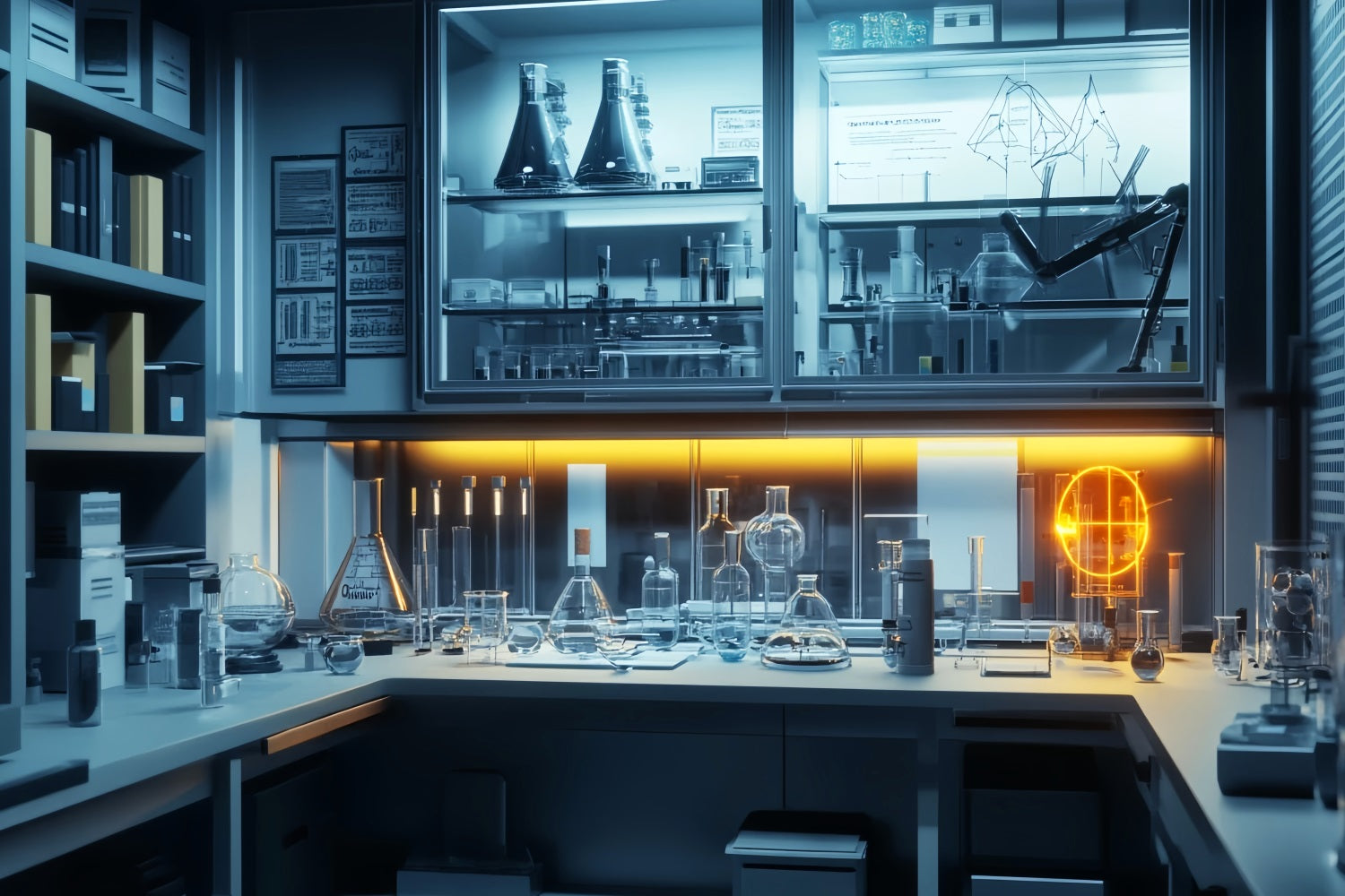 Chemistry Backdrop Futuristic Neon Science Lab Back To School Backdrop LXX59-252