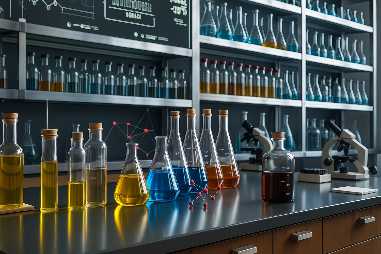 Chemistry Backdrop Modern Laboratory Glassware Setup School Picture Backdrop LXX59-253
