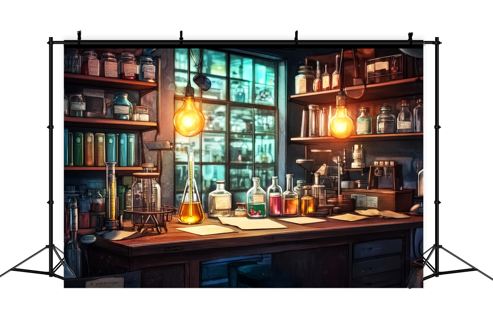 Chemistry Backdrop Rustic Chemistry Study Table Back To School Photo Backdrop LXX59-254