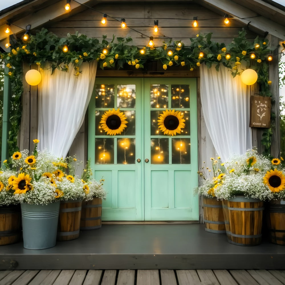 Fall Backdrop Golden Sunflower Lantern Entrance Autumn Fall Backdrop LXX59-265