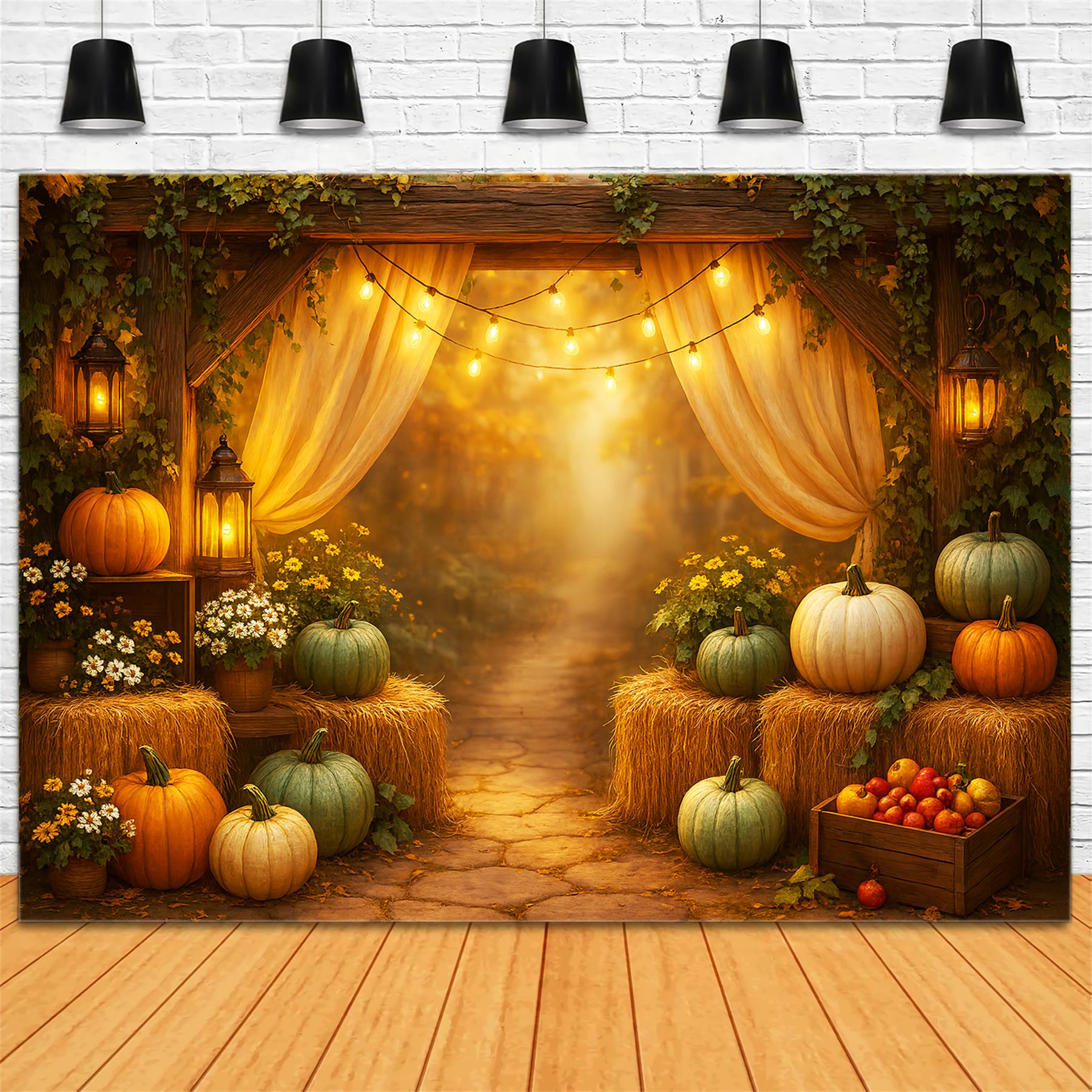 Fall Backdrop Rustic Pumpkin Patch Arrangement Fall Backdrop For Photos LXX59-267