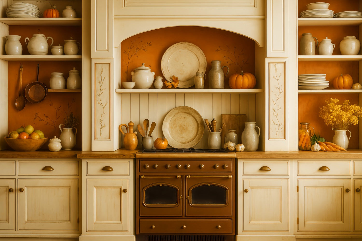 Kitchen Backdrop Rustic Fall Harvest Shelves Fall Photo Backdrop LXX59-273