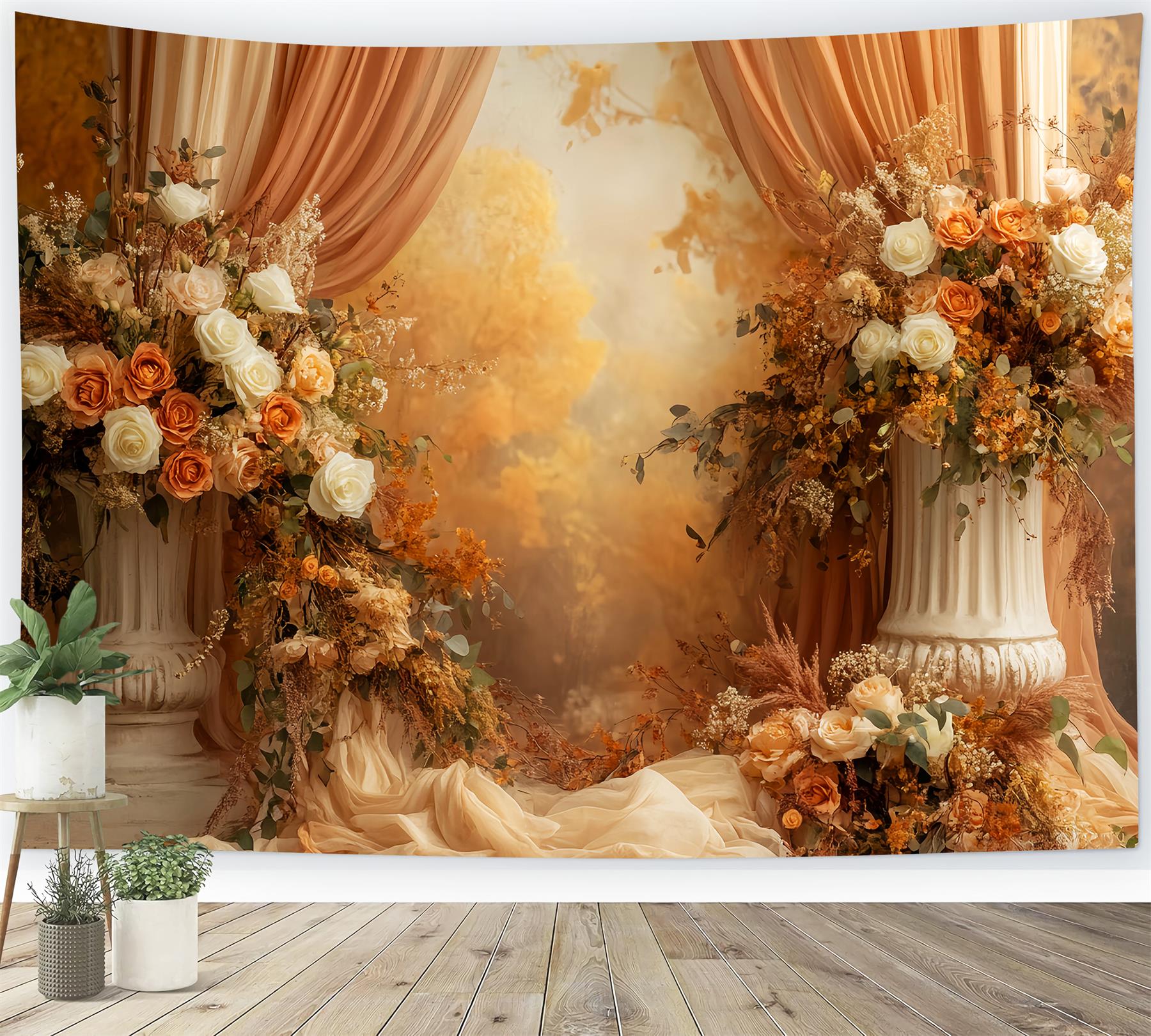 Fall Backdrop Vintage Floral Fall Archway Display Fall Backdrop for Photos LXX59-282