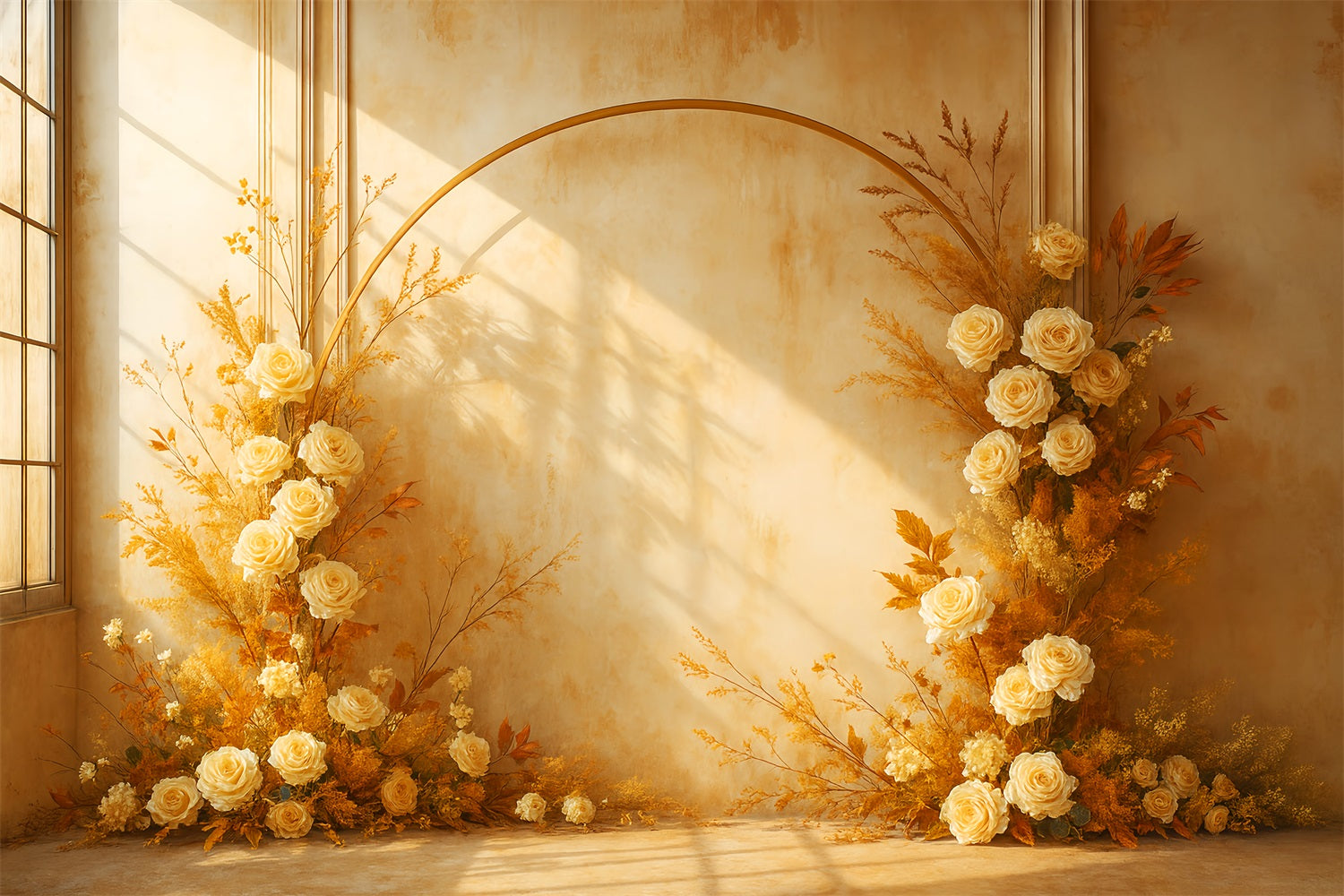 Fall Backdrop Golden Autumn Floral Arch Fall Photoshoot Backdrop LXX59-283