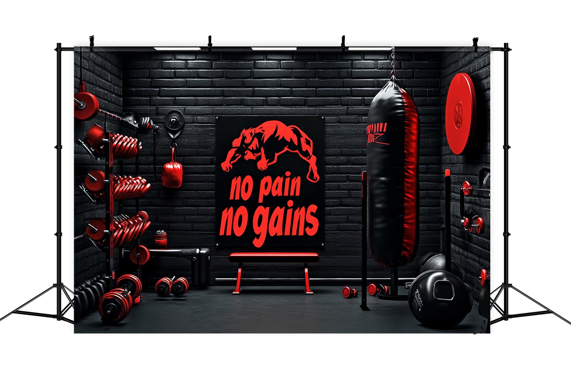 Sports Backdrop Boxing Gym Red Black Equipment Sports Backdrops for Photography LXX59-299